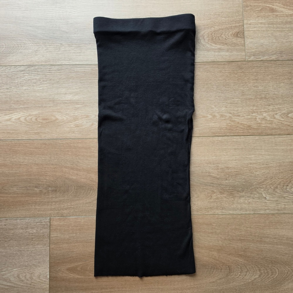 Cotton Citizen Black Ribbed Knit Midi Skirt Side Slit Raw Hem, Small